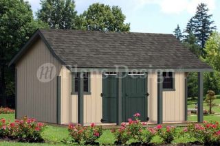 Cape Bonnet Roof Style,16x16 Shed with Porh Plans #P81616, Free 