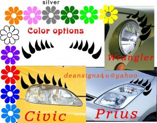   ford headlight EYELASHES 20 FLOWER multi color any car decal sticker