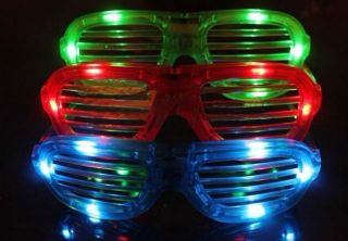 Multy Popular Red LED Flashing Light Up Glasses Slotted Shutter Shades