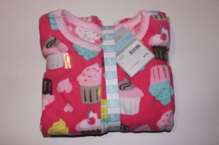 NWT Carters Pink Cupcake Fleece Footed Kid Girl Pajamas 5 6 7 Retail 