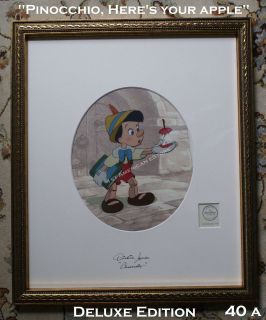 Disney Pinocchio Heres Your Apple Rare Deluxe Limited Edition Framed 
