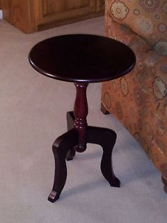wooden dark walnut round top end table lamp table time