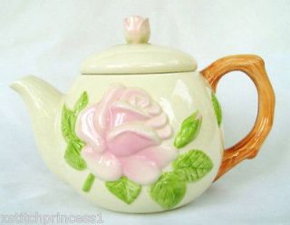 teleflora raised pink rose ceramic teapot  9