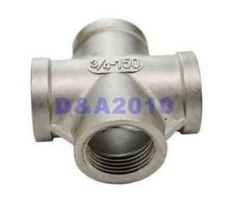   Steel Pipe Fitting 3/4 Thread 4 Way Female Cross Coupling Connector