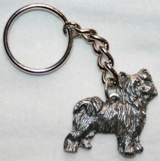 chinese crested powder puff pewter keychain key ring time left