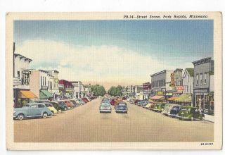 MN vintage post card Street Scene Park Rapids Minnesota ##