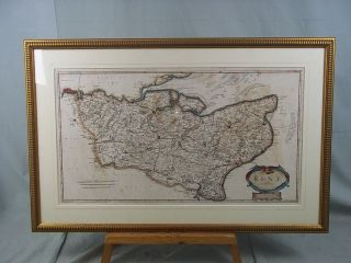 17th century hand coloured map of kent by robert morden