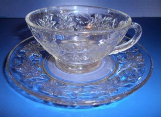 princess house crystal fantasia pattern tea cup saucer time left