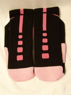 Custom Nike Elite Basketball Socks Black with Pink Stripes Size Medium 