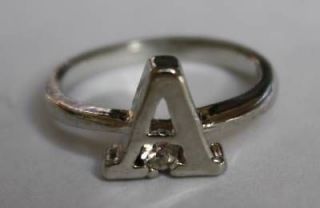 ADORABLE ALPHABET INITIAL1 CRYSTAL RING SILVER PLATED A H Y W R T X O 