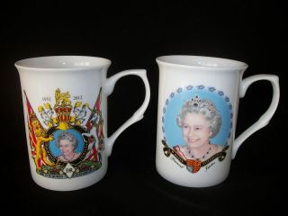 queen elizabeth diamond jubilee china mug set of 2 from
