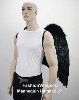 XL wingspan Black Costume Feather Wings Archangel Angel Demon Props 