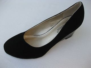 Pierre Dumas Womens Shoes NEW $48 Anthony Black Suede Patent Wedge 
