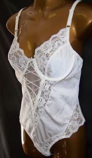 bridal white lace satin shaper bodysuit underwire 70b 32b s