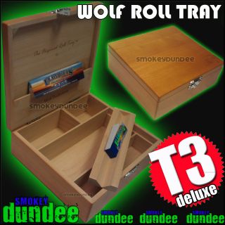 Wolf Productions T3 DELUXE rolling tray box Golden Maple Finnish
