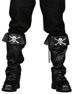 halloween costume mens black skull pirate boot covers