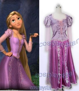 Disney movie /game Tangled Rapunzel Cosplay Costume purple dress