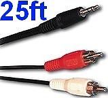 25ft long 1/8Stereo Male~Dual RCA~M Audio/PC/MAC/IPOD/~AUX Cable 