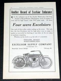   MAGAZINE PRINT AD, EXCELSIOR MOTORCYCLES, SEATTLE MOTORCYCLE CLUB RUN