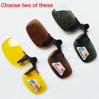 2Pairs Polarized Clip on Sunglasses for Day/Night Use Flip up Driving 