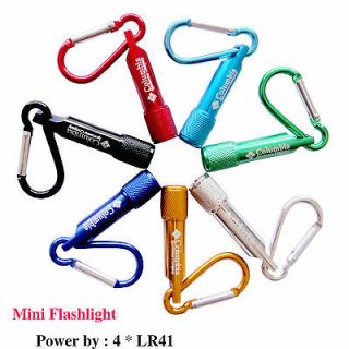 7pcs Colorful Mini LED flashlight carabiner torch clip key keychain 