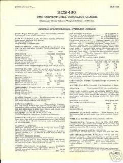 Amazing 1950 GMC HCS 450 Schoolbus Chassis Specification Sheet