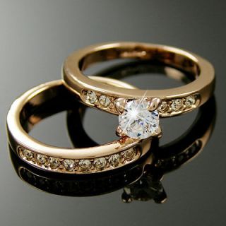   White Gold EP lab Blue Sapphire & CZ Bridal Wedding Ring Set   SIZE 9