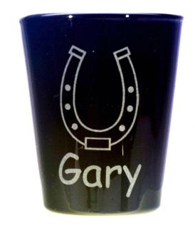 Personalized Shot Glass Customized with name and Horse Shoe Design