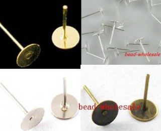  Silver/Golden/Bronze Plated Flat Pad Finding Diy Earring Post Stud