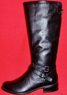   SODA BIO Black Knee High Tall Faux Leather Fashion Casual Dress Boots