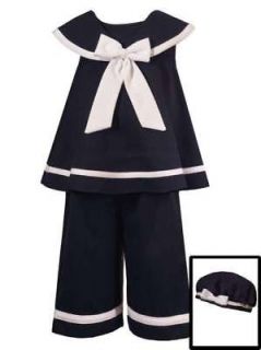 Rare Editions Baby Girls Navy Sailor Nautical 3 Piece Dress Outfit Set 