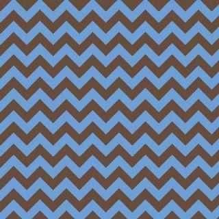 Blue and brown chevron striped zig zag flannel fabric   HALF YARD