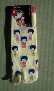   split toe tabi socks w/traditional kokeshi dolls, for Nike Rift