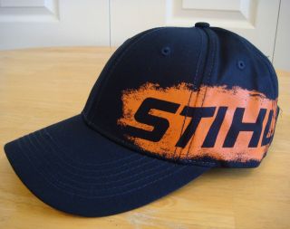 Stihl Dark Navy Blue Splatter Fabric Hat / Cap with Imprinted Stihl 