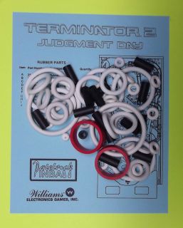 1991 williams terminator 2 pinball rubber ring kit terminator 2
