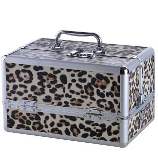 Pro Makeup Cosmetic Train Case Aluminum Snow Leopard Box Lock Jewelry 