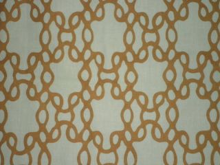 RAOUL TEXTILES Floating Links Linen Green Gold Hand Blocked 1yd+