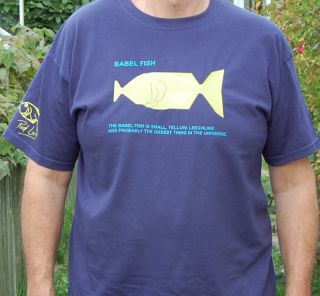   Guide to the Galaxy Babel Fish Tee shirt with Rod Lord sig HHGTTG