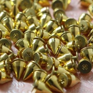 Newly listed 100 PCS 9.5mm Studs Rivet Gold Metal Bullet Spike Punk 