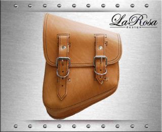 La Rosa Softail Rigid Models Tan Leather Left Swing Arm Saddle Bag