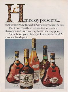 1977 hennessy cognac assortment vintage print ad 