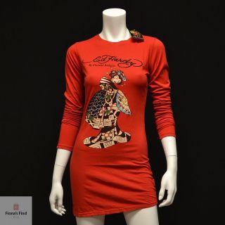 NWT Ed Hardy by Christian Audigier Womens T Shirt   Geisha Red