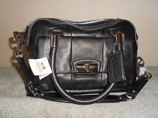 coach kristin leather satchel black silver 14782 nwt time left