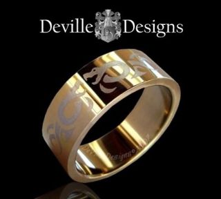   DESIGN / STUNNING GOLD STAINLESS STEEL RING / MENS LADIES BAND NEW