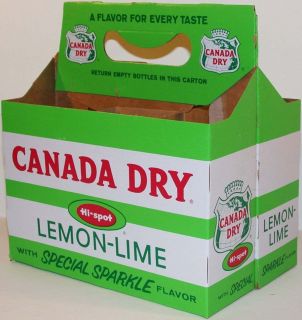 Old soda pop bottle carton CANADA DRY HI SPOT Lemon Lime unused new 