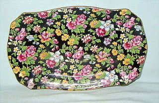 Royal Winton Grimwades Esther Chintz Tray Made in England Black Ground 