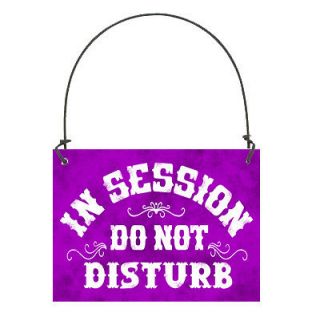 IN SESSION Do Not Disturb SMALL Door SIGN PLAQUE Purple Decorative 