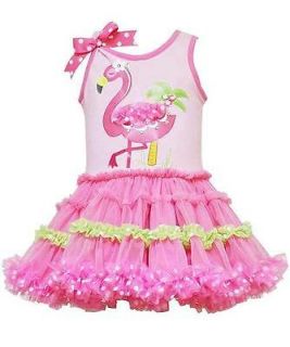 new girls rare editions sz 12m pink flamingo tutu dress