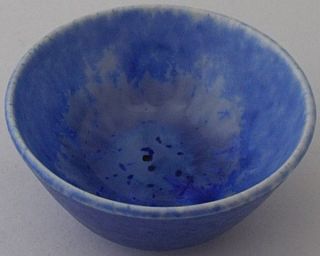 Beautiful Small Ruskin Pottery Blue Crystalline Bowl   Art Deco