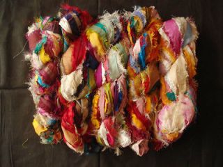 recycled sari silk ribbon yarn crafting 10 skein from india